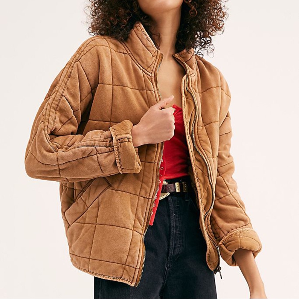 Free People Dolman Quilted in Toasted Coconut S
